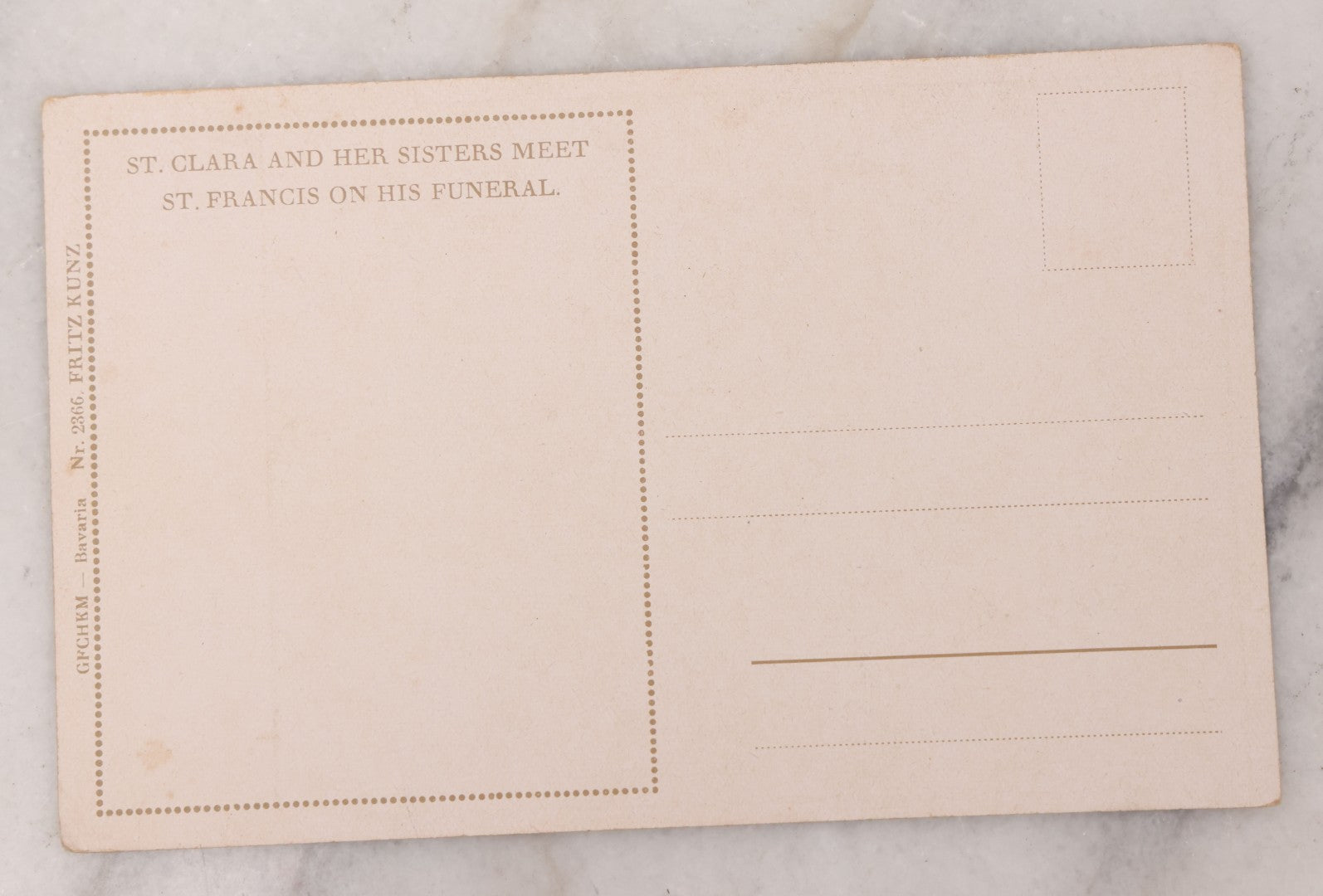 Lot 098 - Antique Illustrated Postcard Depicting "St. Clara And Her Sisters Meet St. Francis On His Funeral," Circa 1940