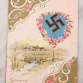 Lot 101 - Antique Embossed "Sincere Greetings" Postcard With Whirling Logs Motif And Pink Flowers, Postmarked 1912