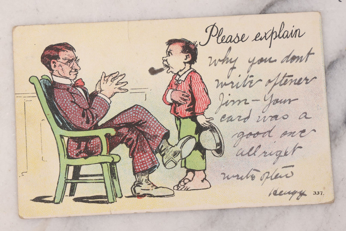 Lot 106 - Grouping Of 11 Antique Cheeky Comic Postcards, Including "You Seem To Be Unable To Do Anything - I Always Had A Political Job."