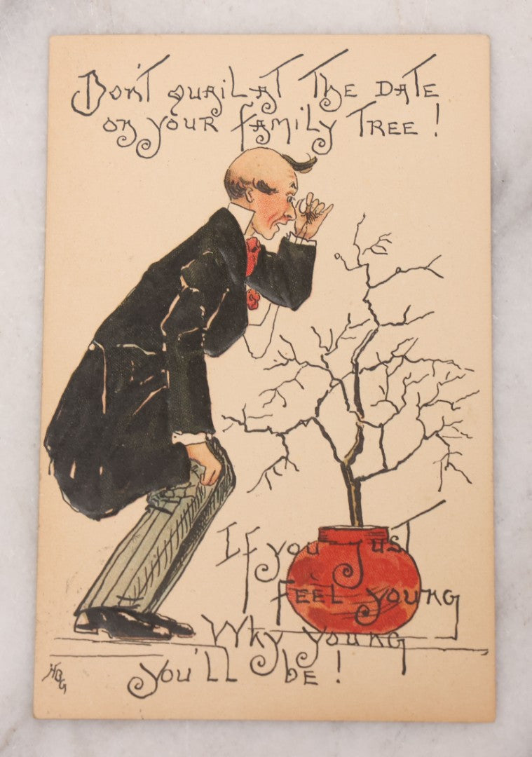 Lot 106 - Grouping Of 11 Antique Cheeky Comic Postcards, Including "You Seem To Be Unable To Do Anything - I Always Had A Political Job."