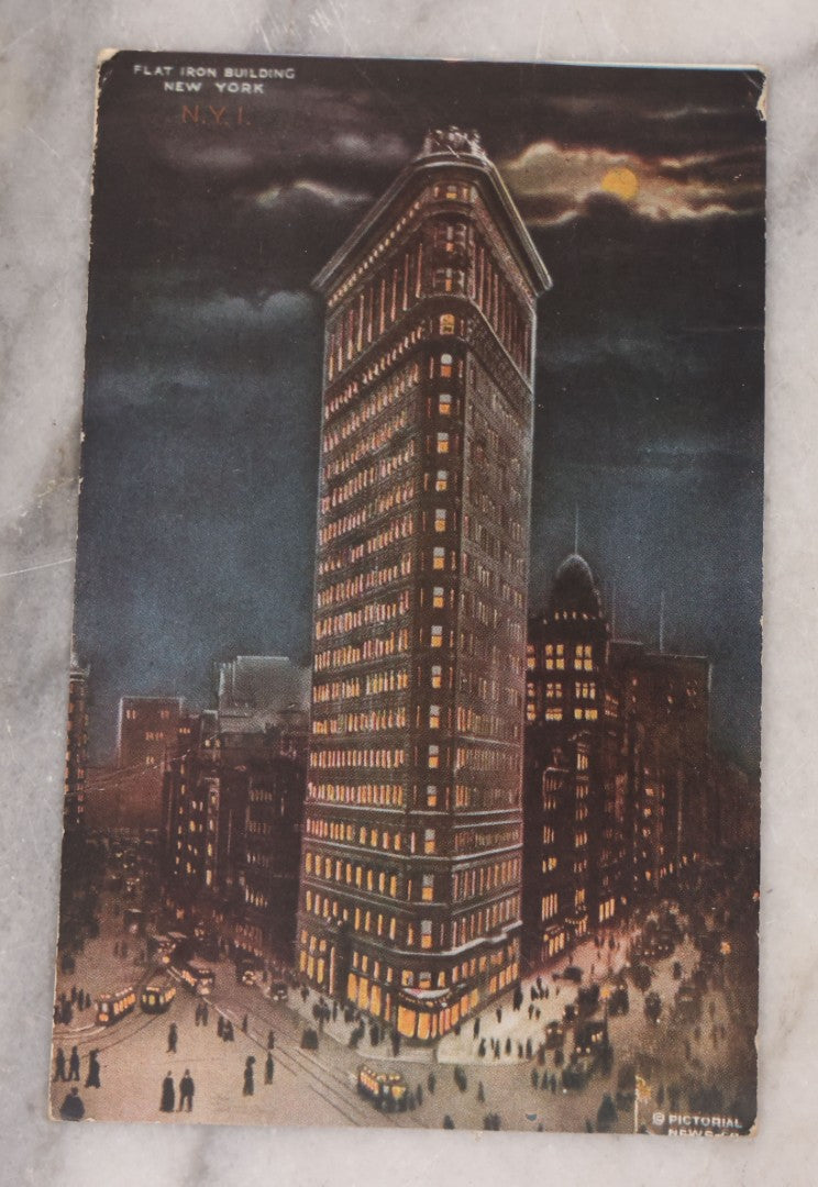 Lot 107 - Grouping Of Five Antique New York Postcards, Including Glitter Postcard, St. Paul's Church, Flatiron Building