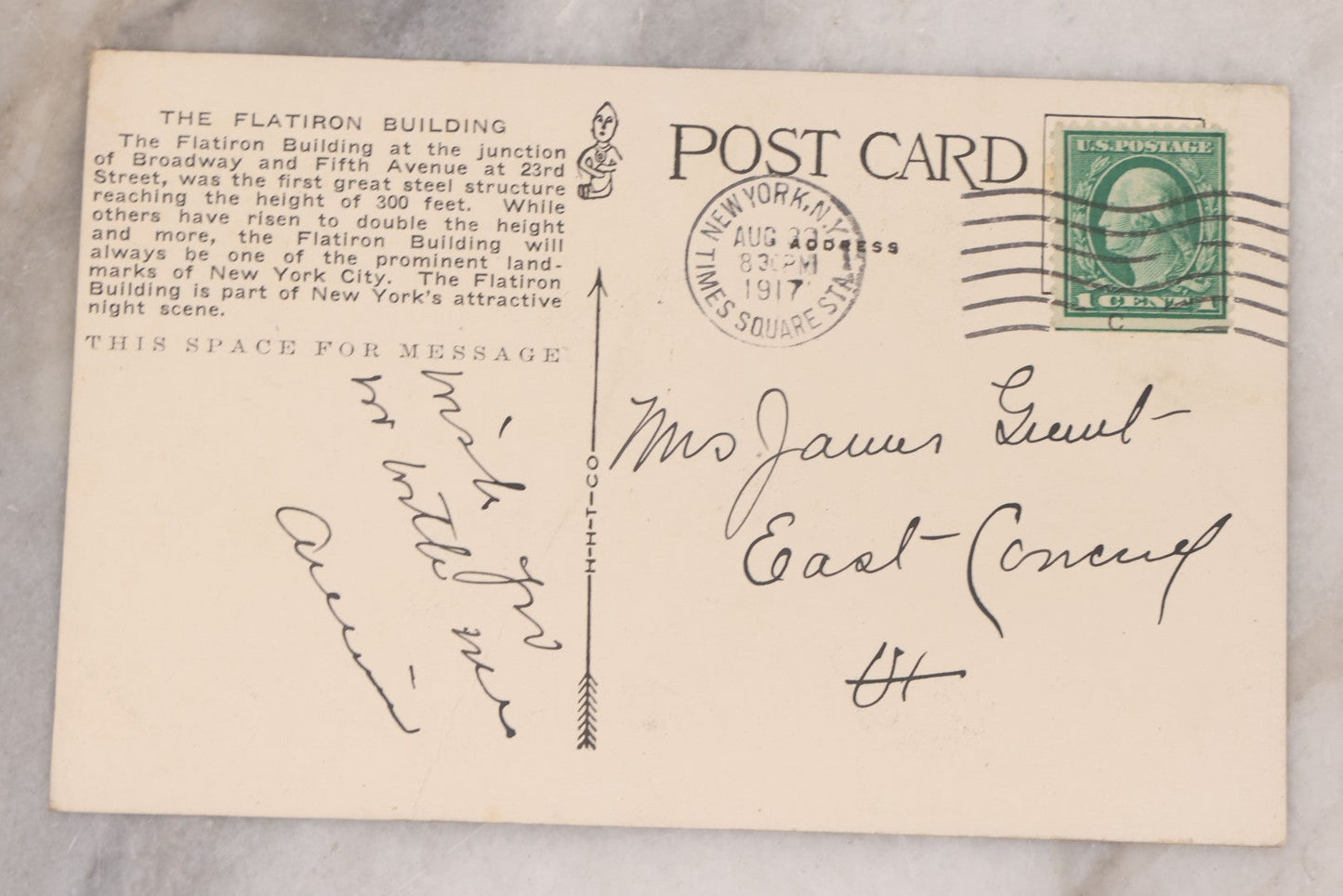 Lot 107 - Grouping Of Five Antique New York Postcards, Including Glitter Postcard, St. Paul's Church, Flatiron Building