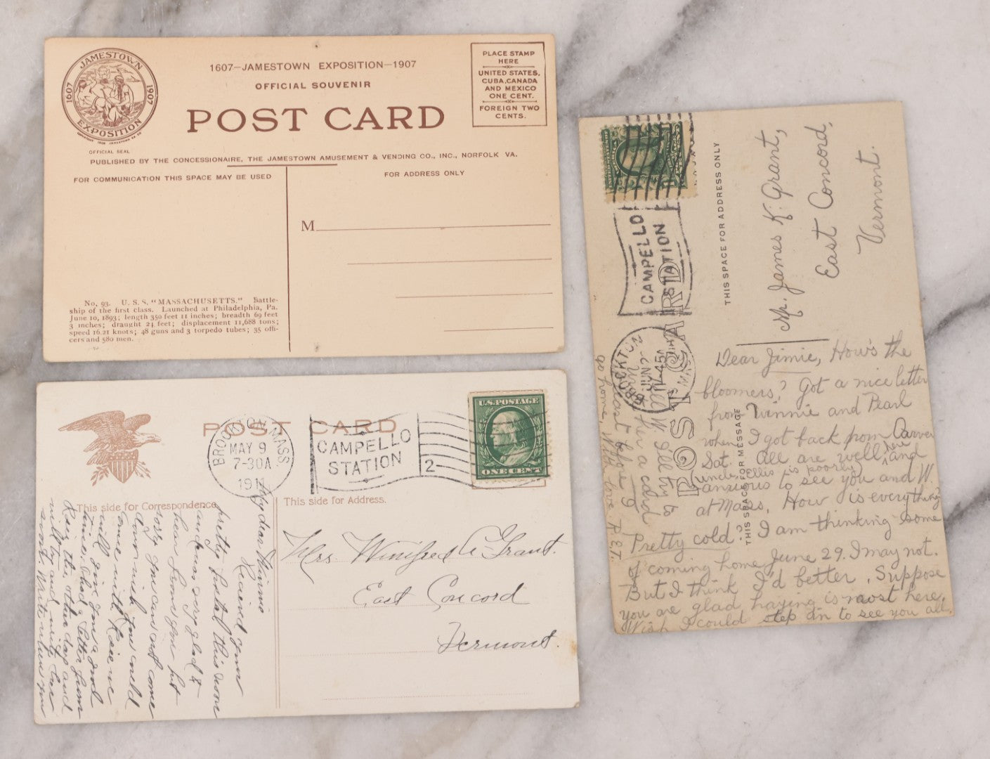 Lot 108 - Grouping Of 12 Antique Postcards Of Ship, Harbor And Ocean Scenes, Mostly New England