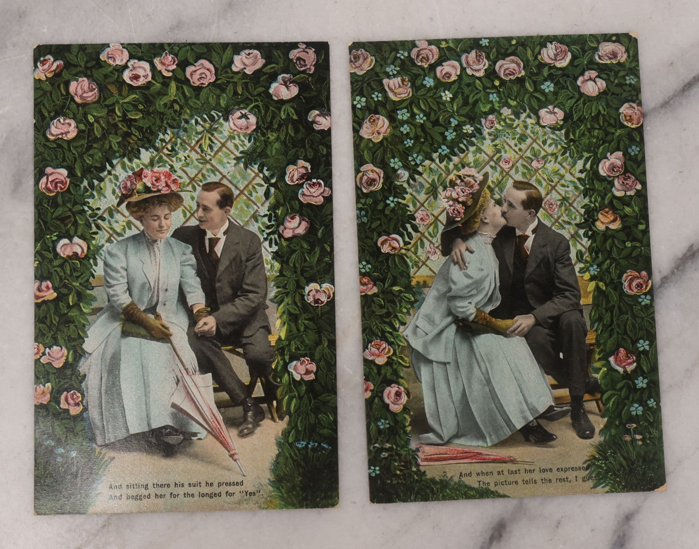 Lot 109 - Grouping Of 8 Romance Postcards, Including Depictions Of The Night Ryan And Liza Met, Valentine's Greetings, Some Embossed