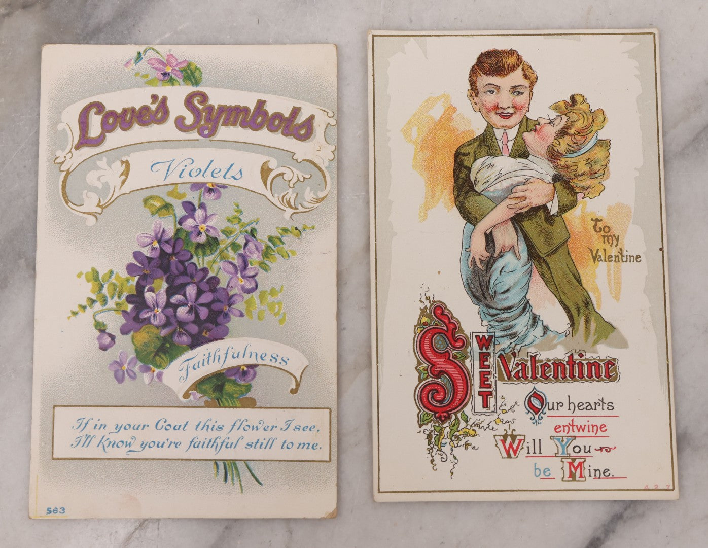 Lot 109 - Grouping Of 8 Romance Postcards, Including Depictions Of The Night Ryan And Liza Met, Valentine's Greetings, Some Embossed