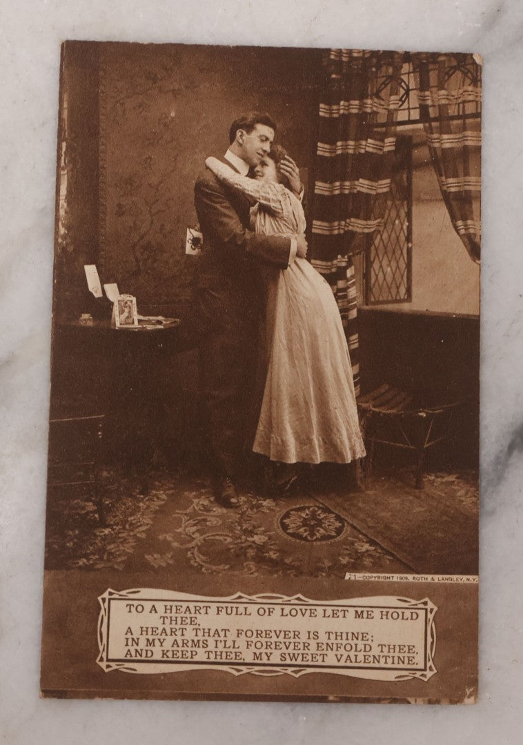 Lot 109 - Grouping Of 8 Romance Postcards, Including Depictions Of The Night Ryan And Liza Met, Valentine's Greetings, Some Embossed