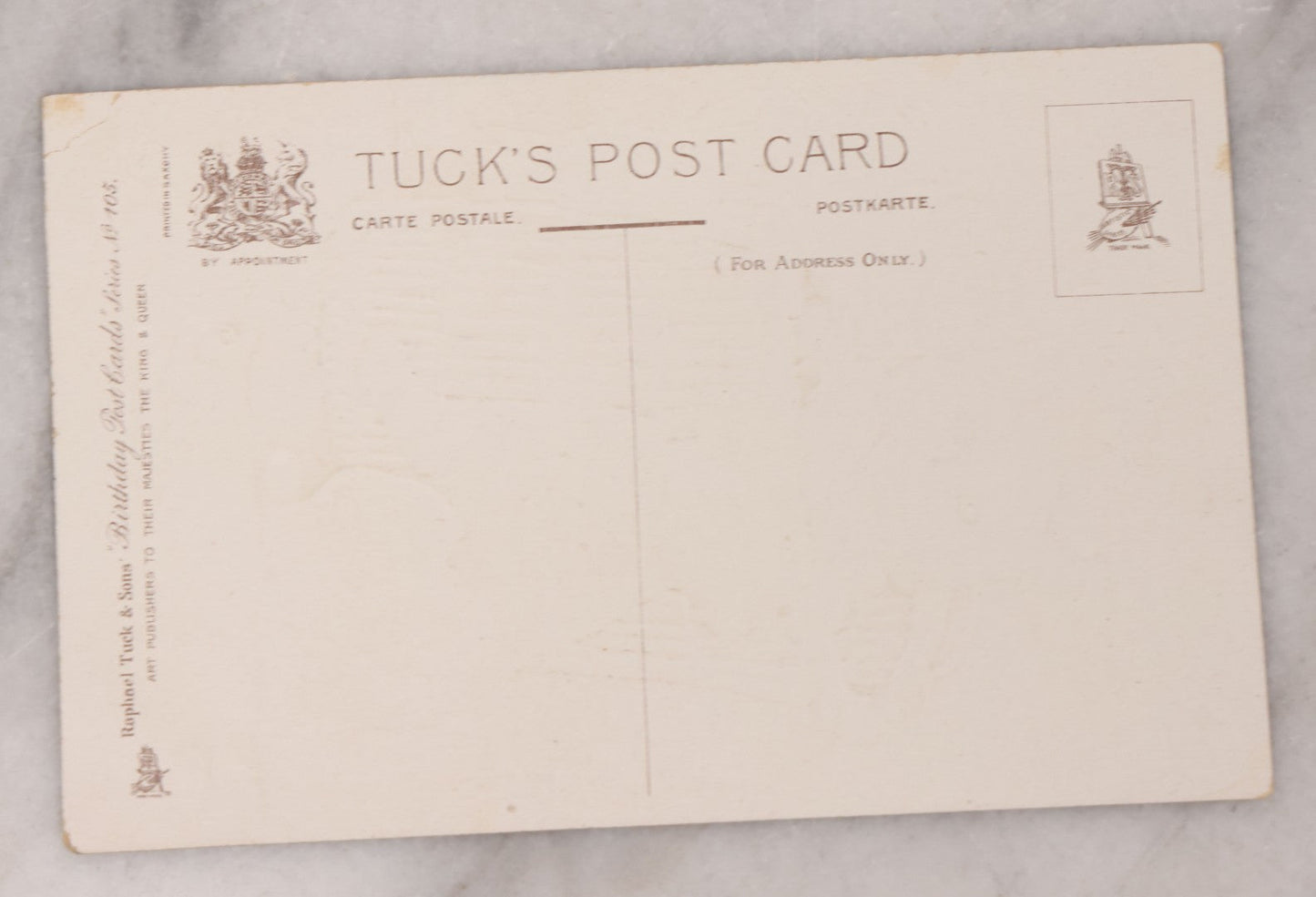 Lot 114 - Grouping Of Three Antique Cat Postcards, "An Afternoon Call" Illustrated Postcard With Poem, And Embossed "Birthday Greetings" Postcards From The Raphael Tuck & Sons Series No. 105, Printed In Saxony