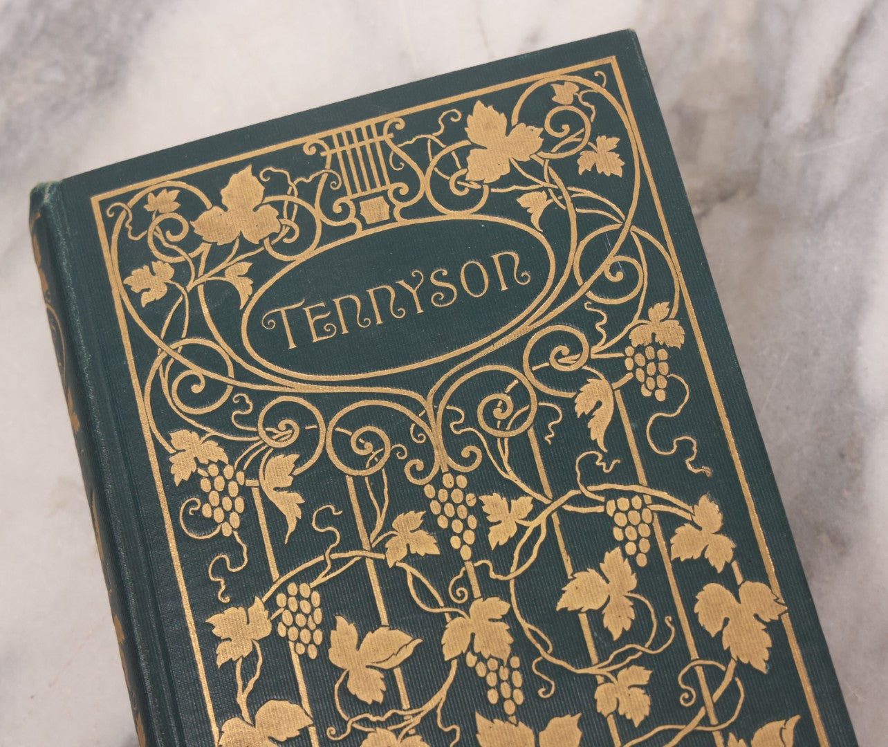 Lot 119 - "The Poetical Works Of Alfred Lord Tennyson" Antique Illustrated Poetry Book With Gold Embossed Designs And Lettering On Spine And Covers, Grape And Lute Motifs, Published By A.L. Burt, New York, Circa 1900