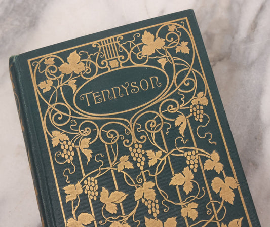 Lot 119 - "The Poetical Works Of Alfred Lord Tennyson" Antique Illustrated Poetry Book With Gold Embossed Designs And Lettering On Spine And Covers, Grape And Lute Motifs, Published By A.L. Burt, New York, Circa 1900