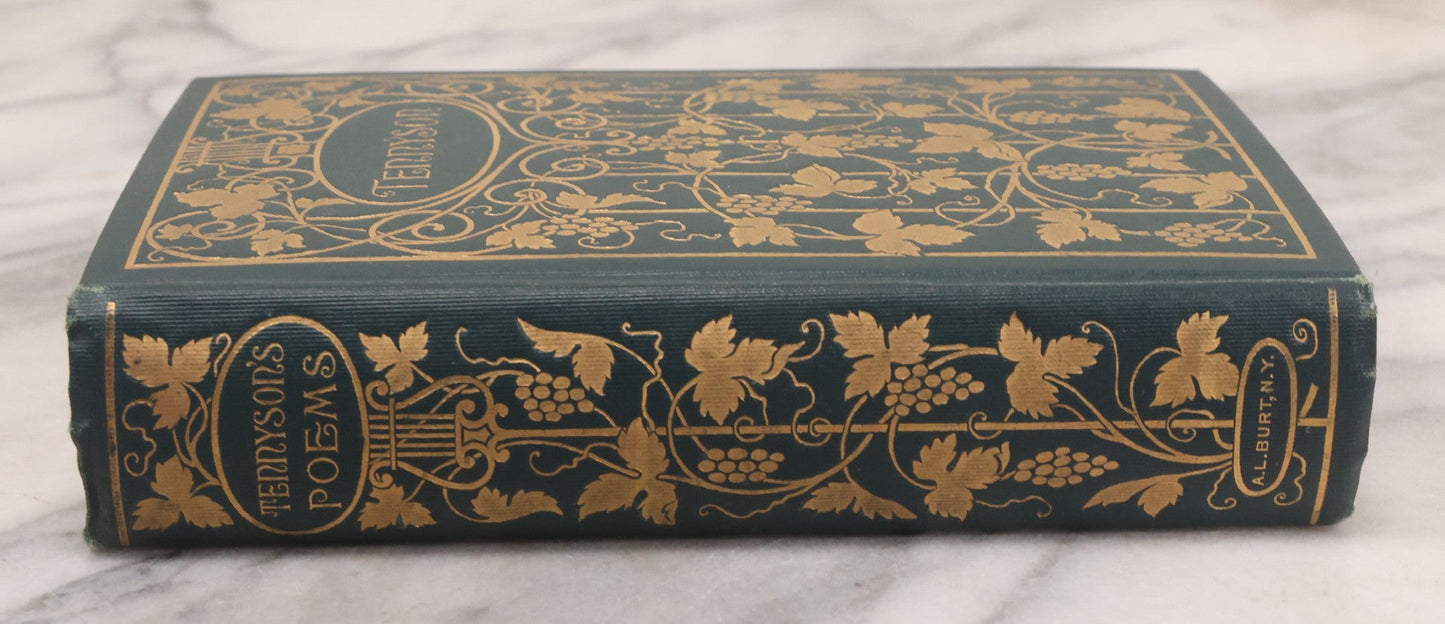 Lot 119 - "The Poetical Works Of Alfred Lord Tennyson" Antique Illustrated Poetry Book With Gold Embossed Designs And Lettering On Spine And Covers, Grape And Lute Motifs, Published By A.L. Burt, New York, Circa 1900