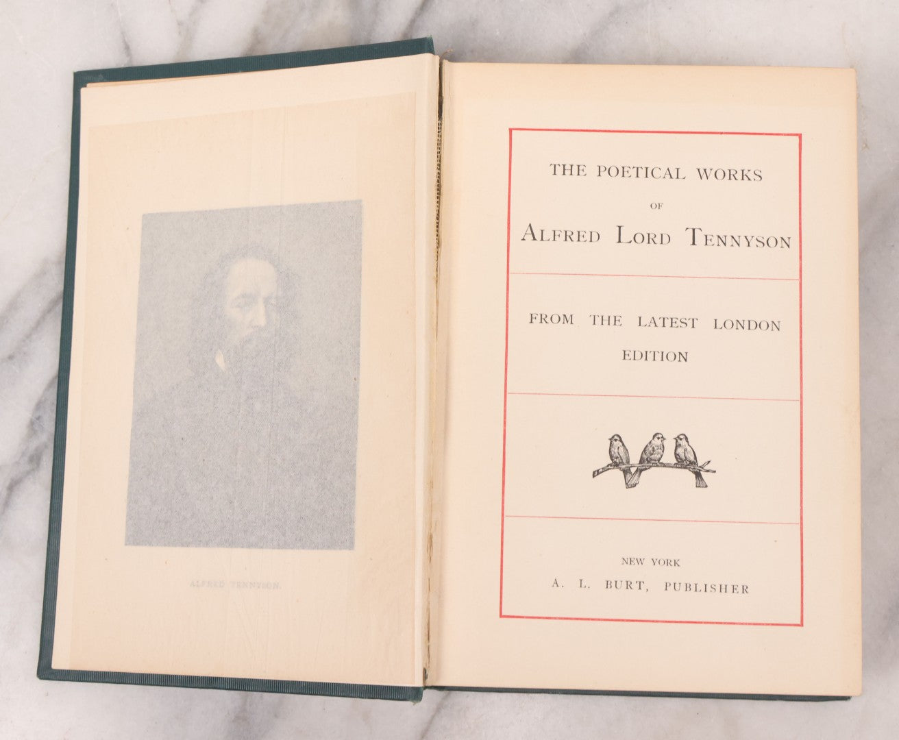 Lot 119 - "The Poetical Works Of Alfred Lord Tennyson" Antique Illustrated Poetry Book With Gold Embossed Designs And Lettering On Spine And Covers, Grape And Lute Motifs, Published By A.L. Burt, New York, Circa 1900