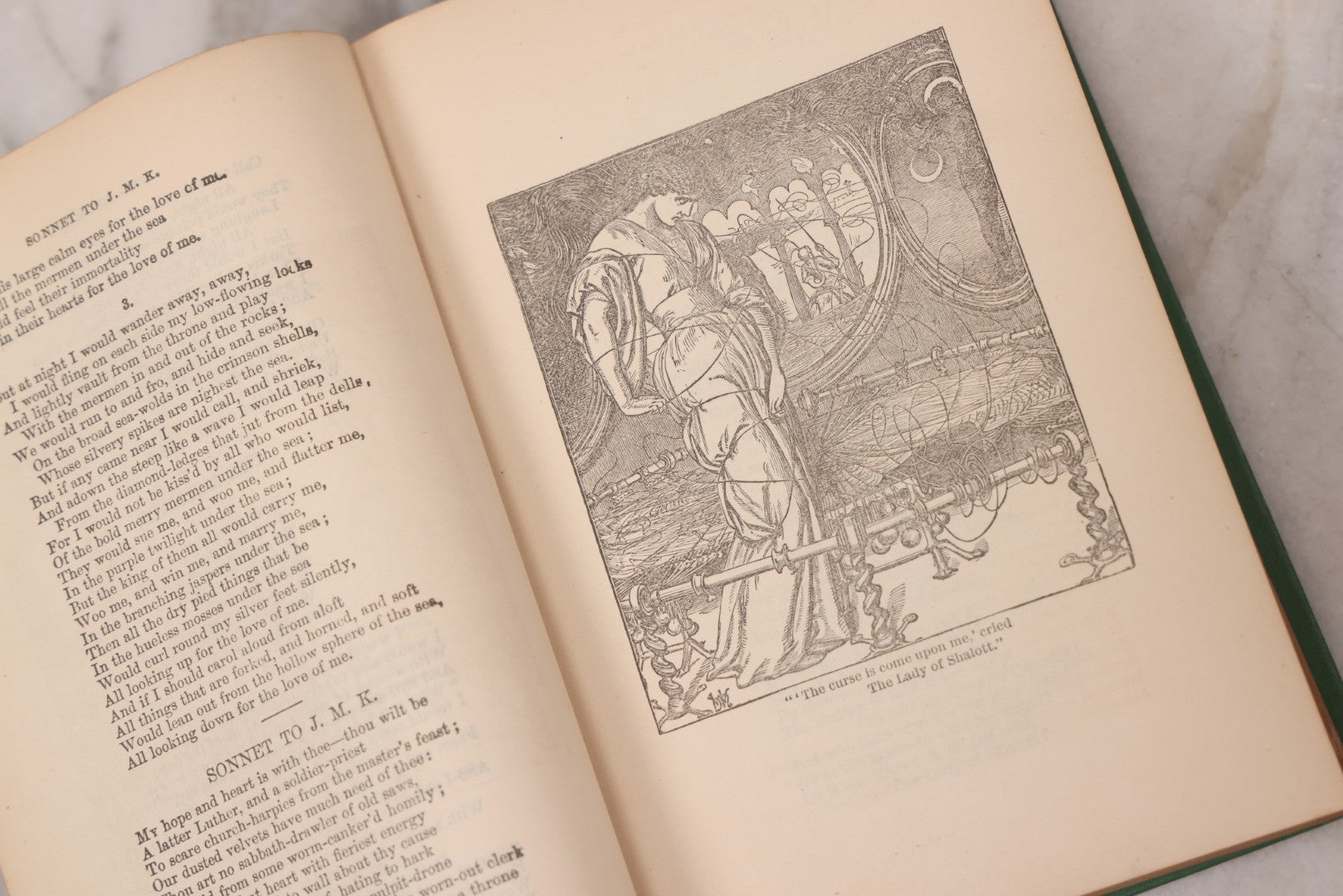 Lot 120 - "The Poetical Works Of Alfred Lord Tennyson" Antique Illustrated Poetry Book With Gold Embossed Designs And Lettering On Spine And Covers, Circa 1900, Published By T.Y. Crowell, New York, With Partial Christmas Day Inscription, See Notes