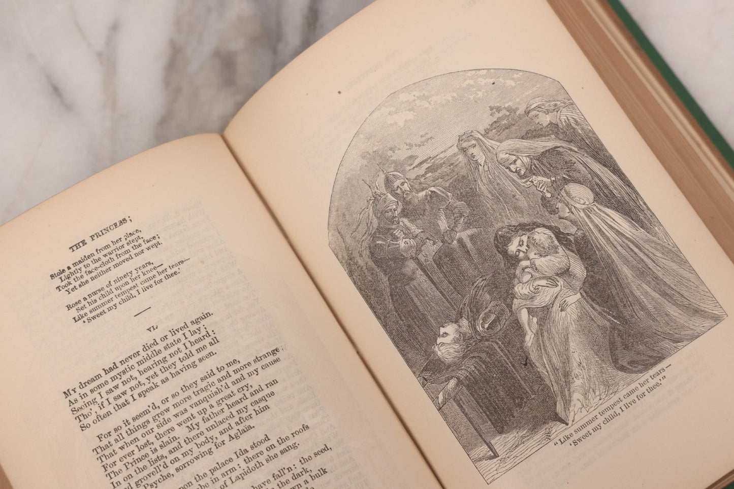 Lot 120 - "The Poetical Works Of Alfred Lord Tennyson" Antique Illustrated Poetry Book With Gold Embossed Designs And Lettering On Spine And Covers, Circa 1900, Published By T.Y. Crowell, New York, With Partial Christmas Day Inscription, See Notes