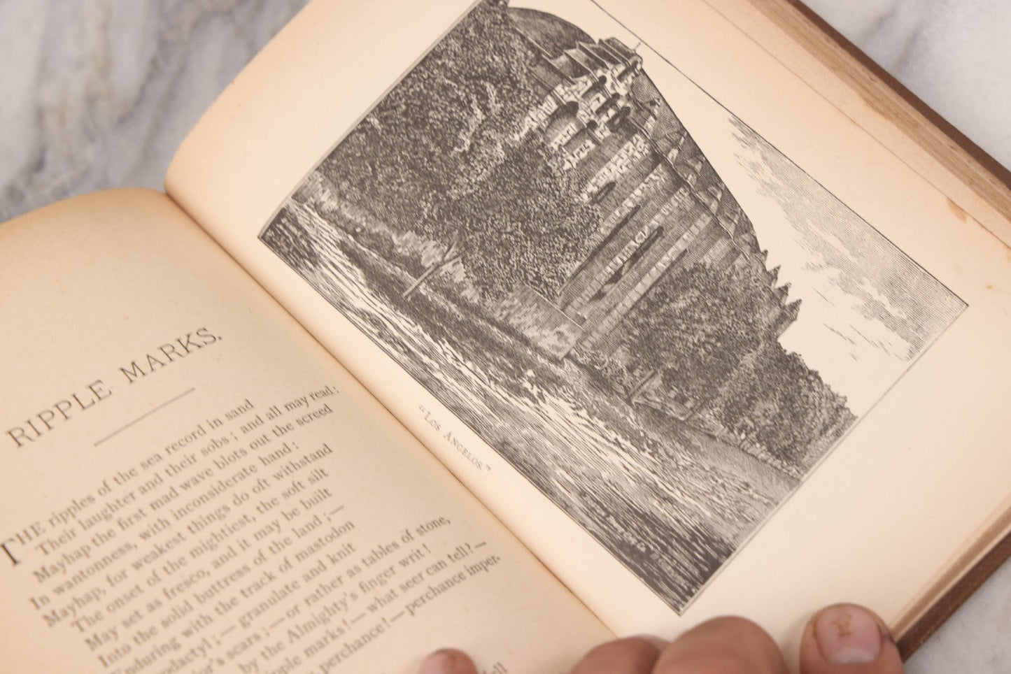 Lot 121 - "Poems Of Home And Country" Antique Illustrated Poetry Book With Gold Embossed Hearth And Home Designs On Cover, By Prof. James Martling, Published By James H. Earle, Boston, 1884