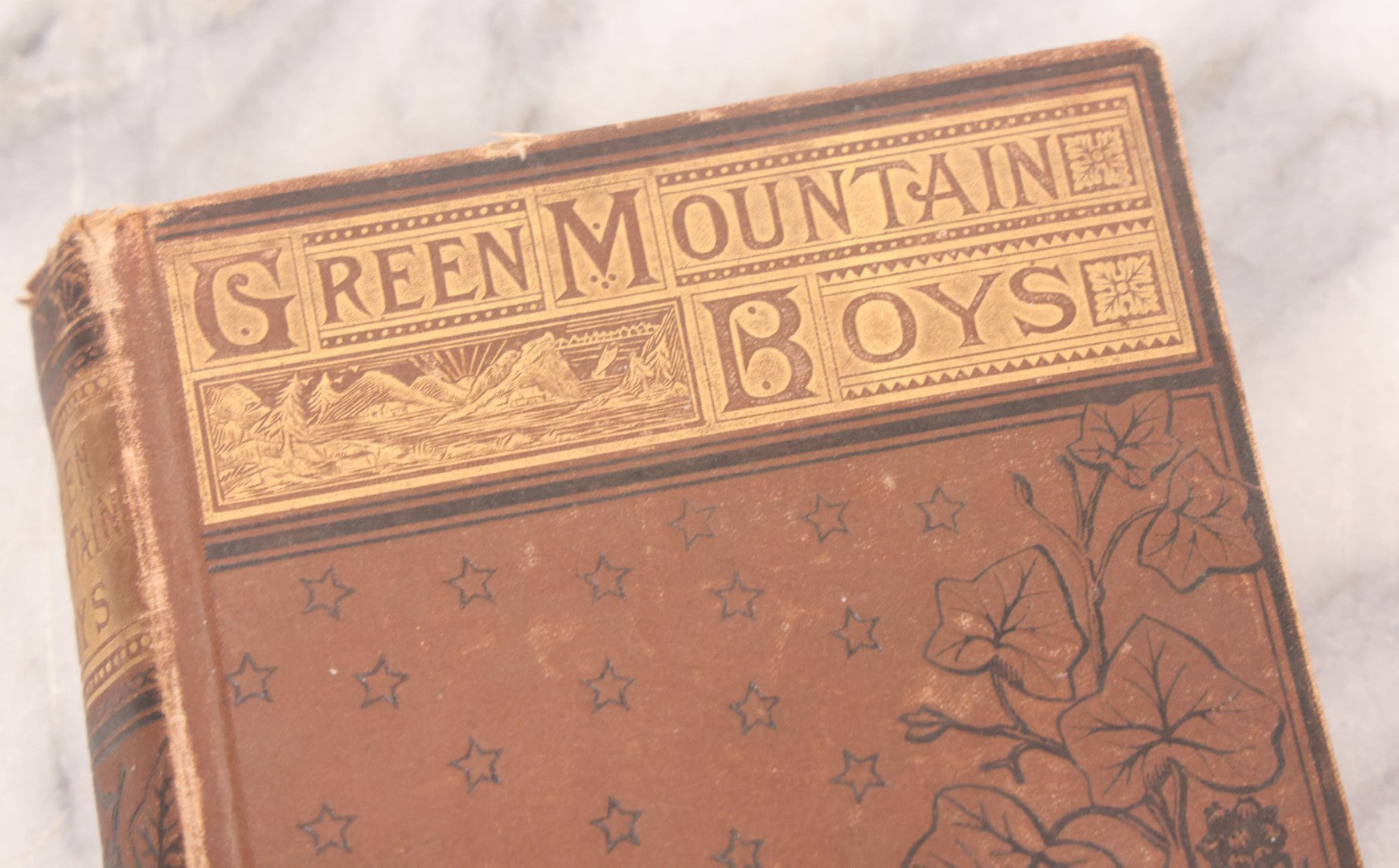 Lot 124 - "Green Mountain Boys" Antique History Book On The Early Settlement Of Vermont, Featuring Embossed Owl Illustration On Cover, Published By Hall And Whiting, Boston, 1848