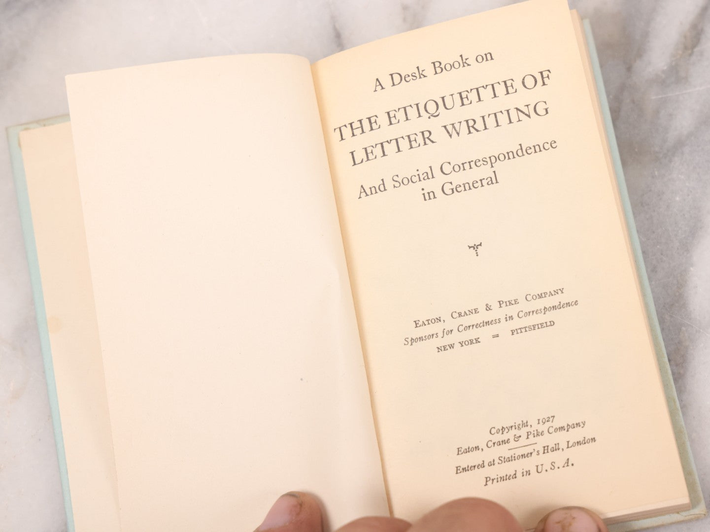 Lot 126 - "The Etiquette Of Letter Writing" Vintage Miniature "Desk" Book, Published By Eaton, Crane And Pike Company, Pittsfield, 1927