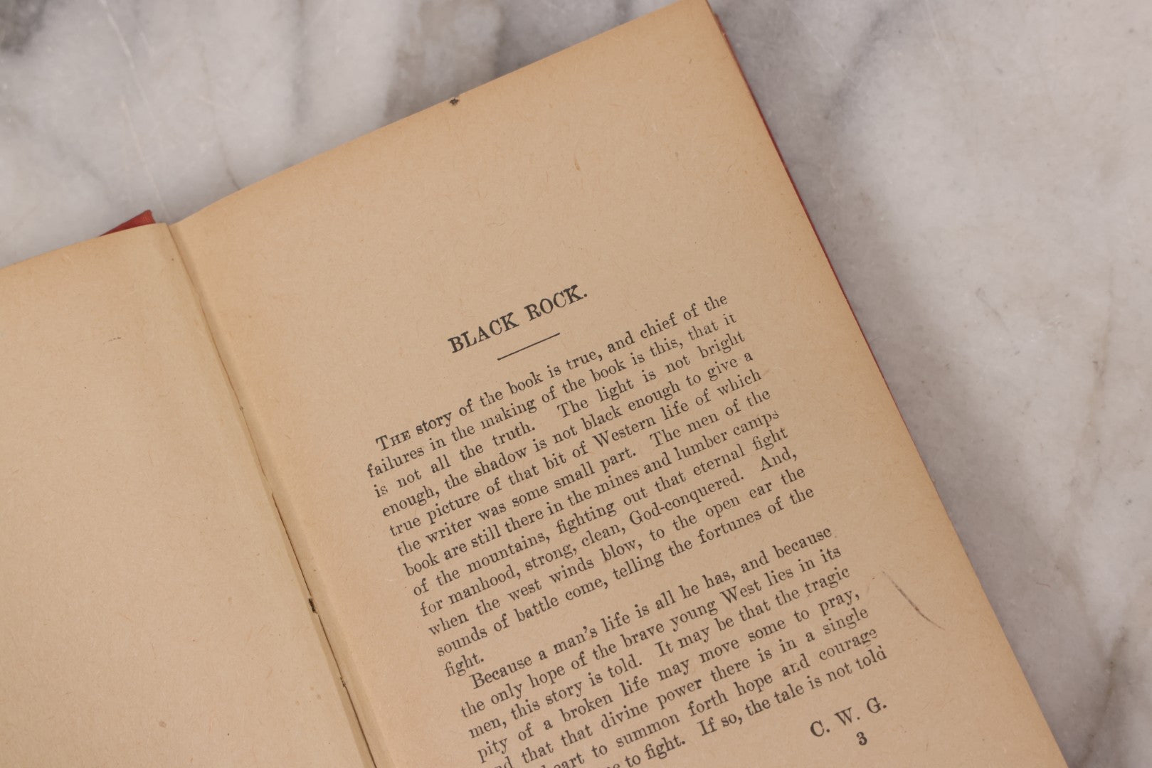 Lot 127 - "Black Rock; A Tale Of The Selkirks" Antique Novel By Ralph Connor, With Art Nouveau Design On Cover And Spine, Published By W.B. Conkey Company, Chicago, Circa 1900