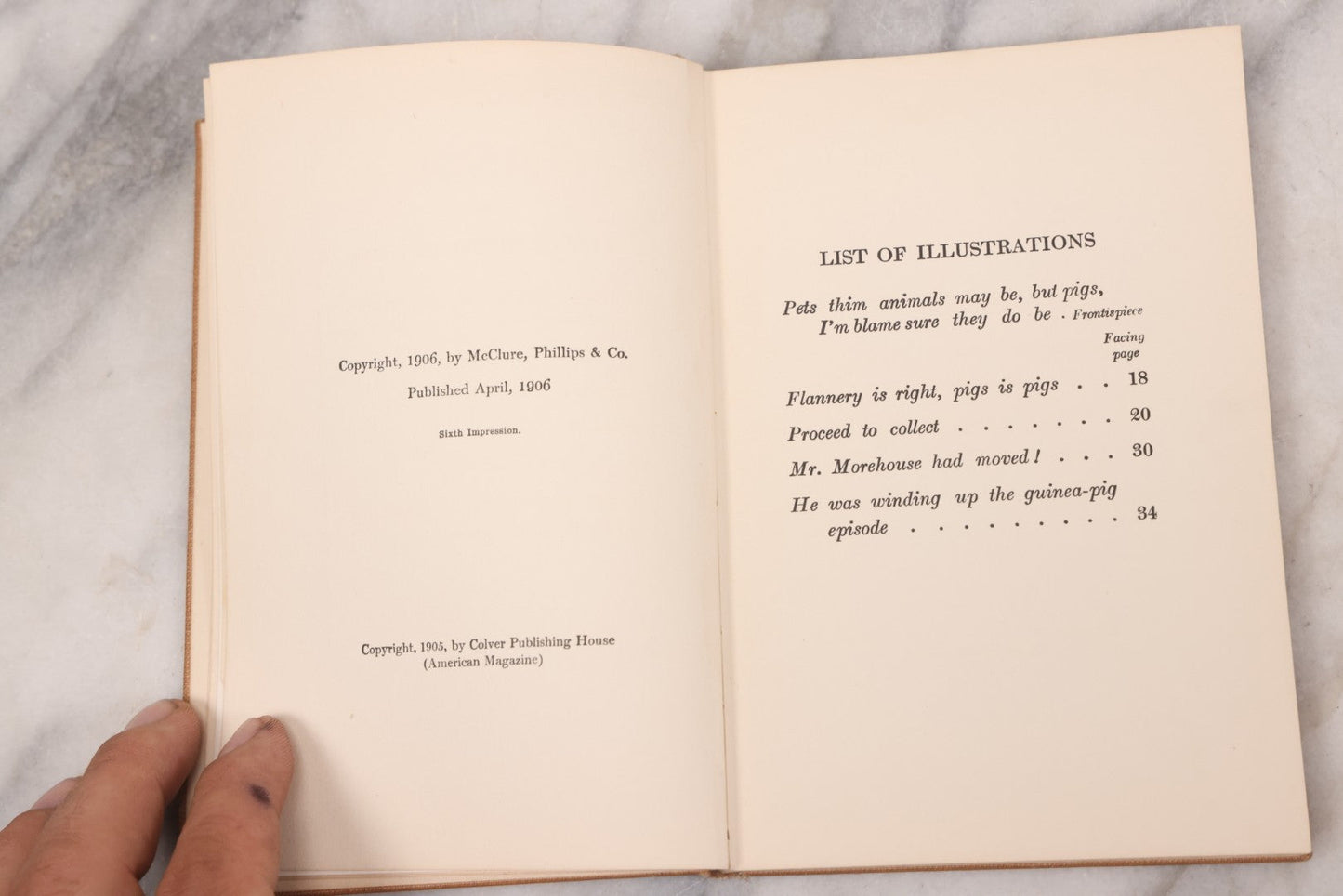 Lot 130 - "Pigs Is Pigs" Antique Illustrated Story Book With Odd Illustration On Cover Of Guinea Pigs Emptying Cornucopias Full Of Miniature Guinea Pigs, By Ellis Parker Butler, Published By McClure, Phillips And Co., 1906