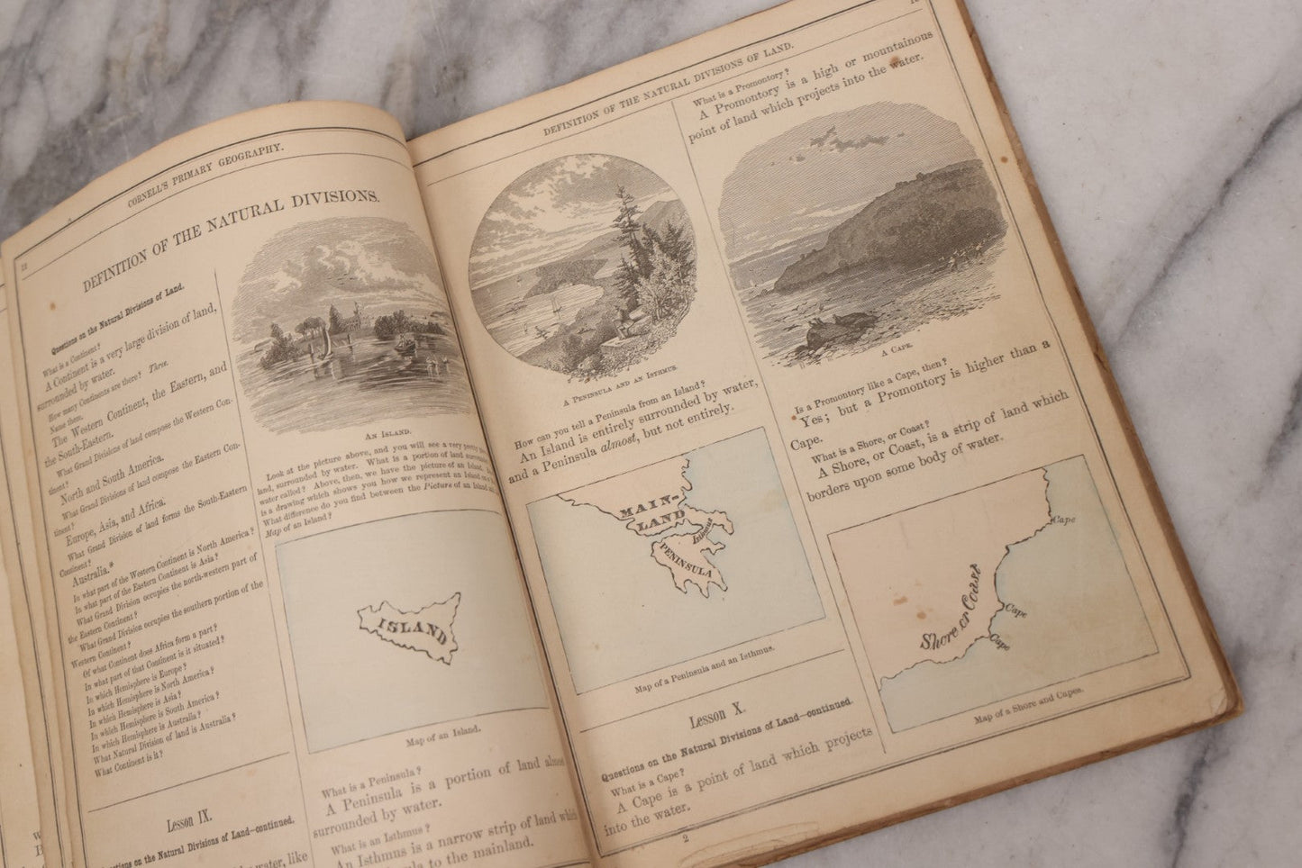 Lot 132 - "Cornell's Primary Geography" Antique Geography Book And Atlas By S.S. Cornell, Revised Edition, Published By D. Appleton And Company, New York, Circa 1875