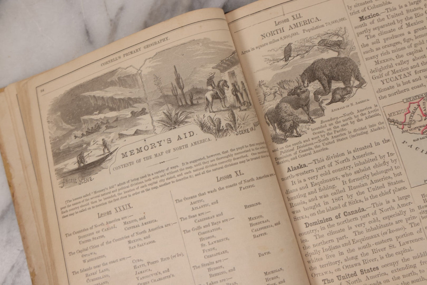 Lot 132 - "Cornell's Primary Geography" Antique Geography Book And Atlas By S.S. Cornell, Revised Edition, Published By D. Appleton And Company, New York, Circa 1875