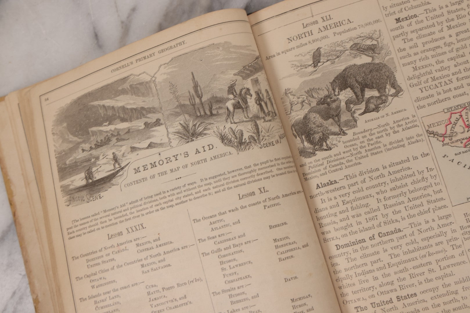 Lot 132 - "Cornell's Primary Geography" Antique Geography Book And Atlas By S.S. Cornell, Revised Edition, Published By D. Appleton And Company, New York, Circa 1875