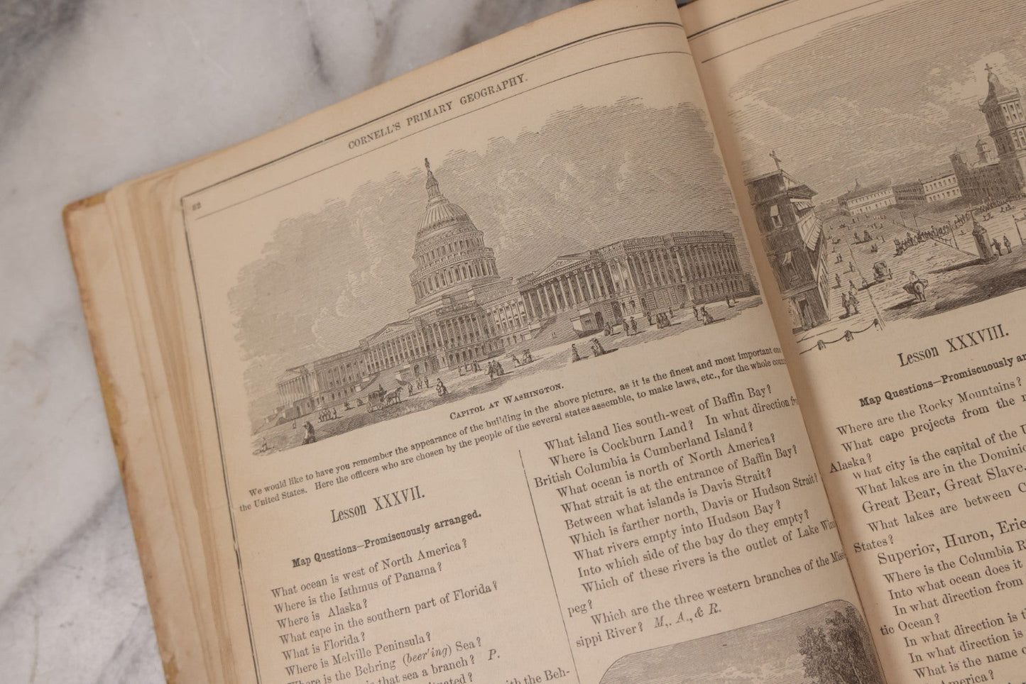 Lot 132 - "Cornell's Primary Geography" Antique Geography Book And Atlas By S.S. Cornell, Revised Edition, Published By D. Appleton And Company, New York, Circa 1875