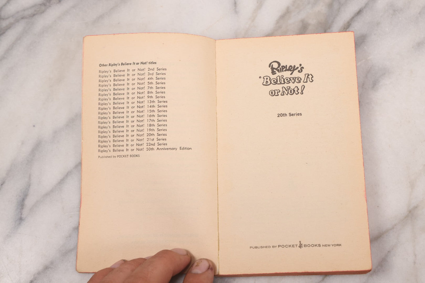 Lot 136 - Ripley's "Believe It Or Not!" Vintage Profusely Illustrated Trivia Book, 20th Series, Published By Pocket Books, New York, Dec. 1972