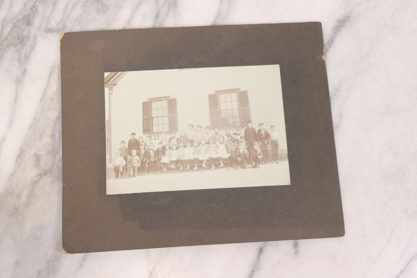 Lot 141 - Grouping Of Eleven Antique Boarded And Other Photographs Of Various Subjects Including School Classes, Man On Porch, Portraits, Bridge, And Others