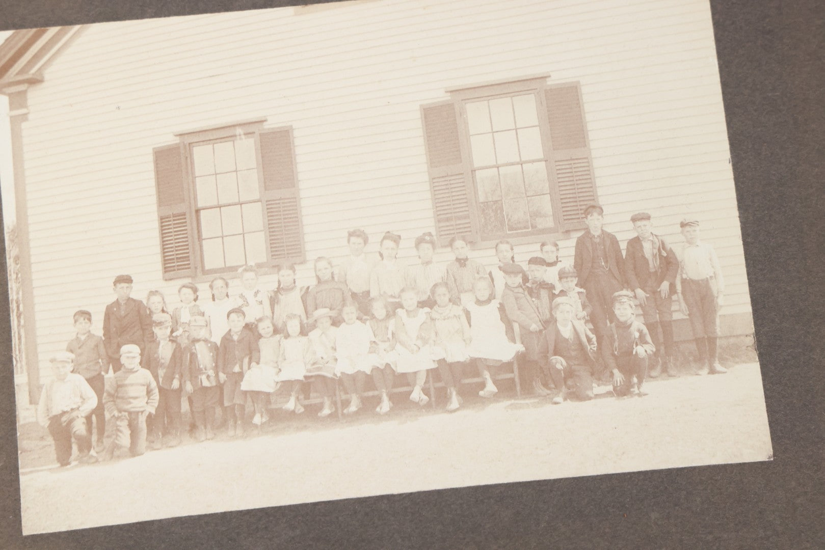 Lot 141 - Grouping Of Eleven Antique Boarded And Other Photographs Of Various Subjects Including School Classes, Man On Porch, Portraits, Bridge, And Others