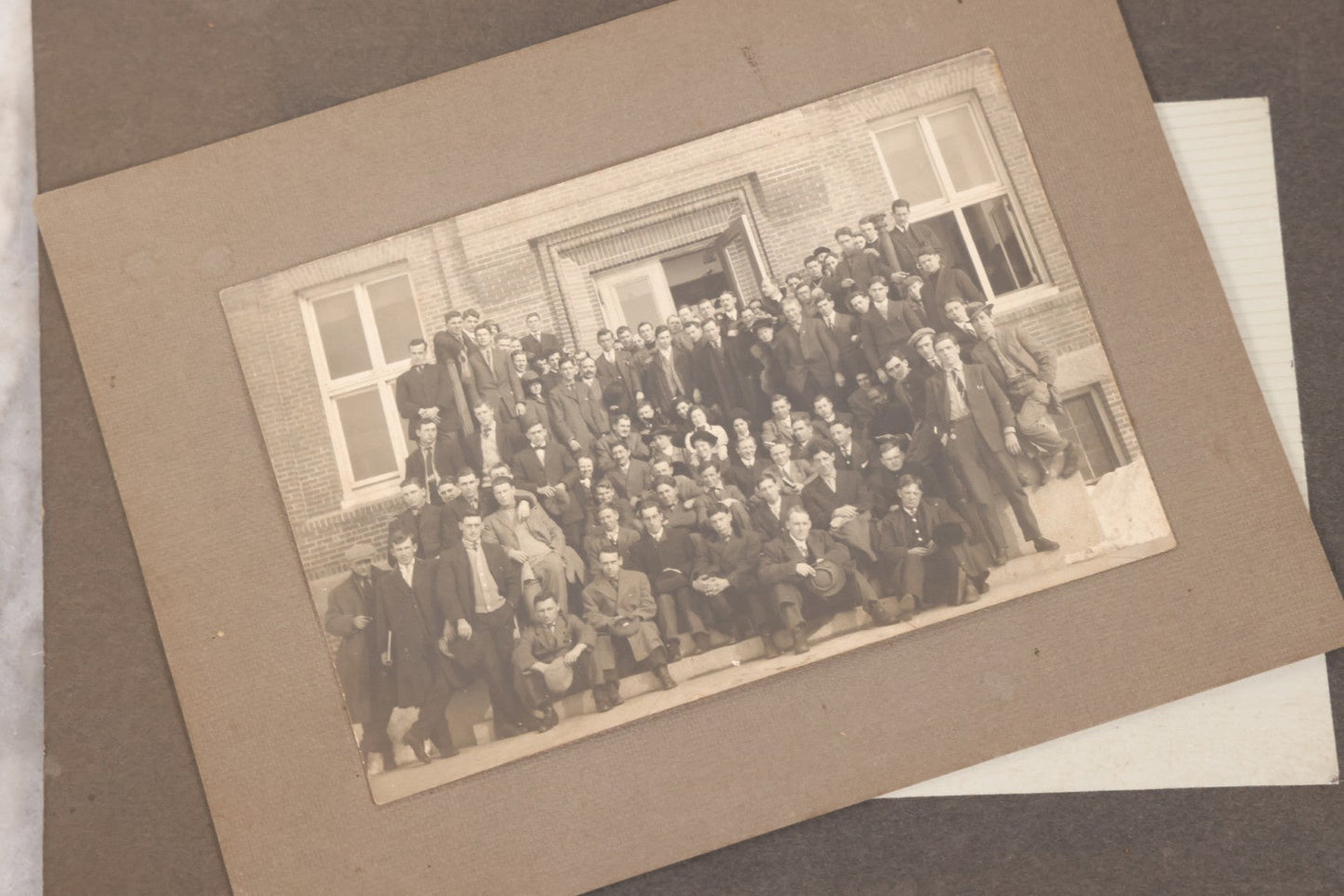 Lot 141 - Grouping Of Eleven Antique Boarded And Other Photographs Of Various Subjects Including School Classes, Man On Porch, Portraits, Bridge, And Others