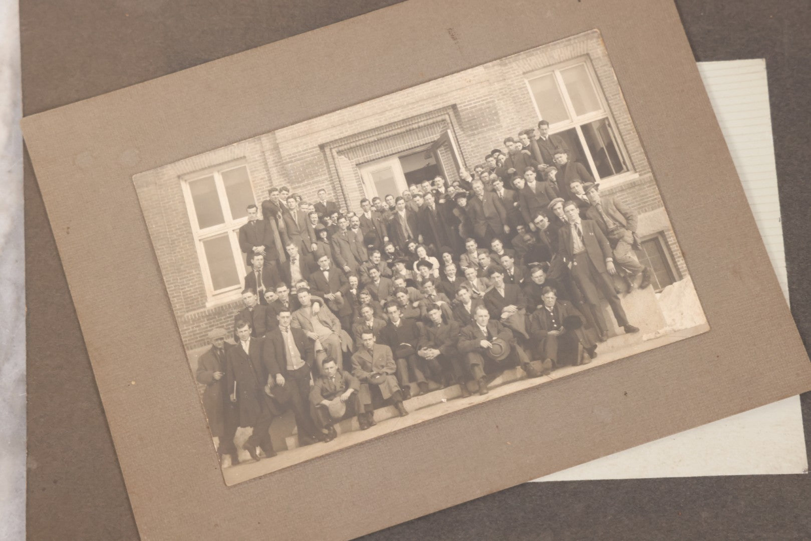 Lot 141 - Grouping Of Eleven Antique Boarded And Other Photographs Of Various Subjects Including School Classes, Man On Porch, Portraits, Bridge, And Others