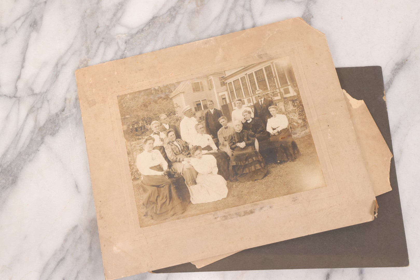 Lot 141 - Grouping Of Eleven Antique Boarded And Other Photographs Of Various Subjects Including School Classes, Man On Porch, Portraits, Bridge, And Others