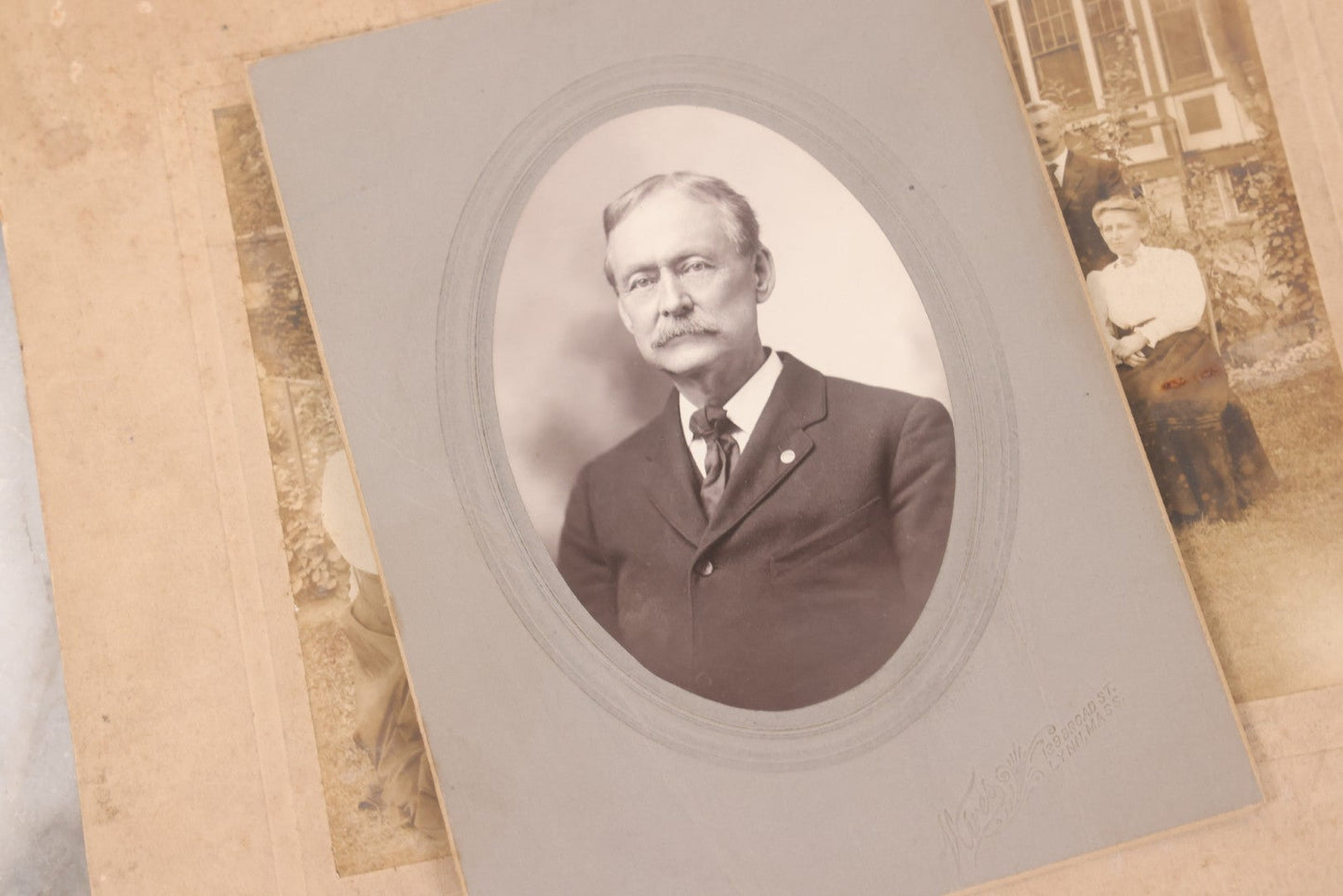 Lot 141 - Grouping Of Eleven Antique Boarded And Other Photographs Of Various Subjects Including School Classes, Man On Porch, Portraits, Bridge, And Others