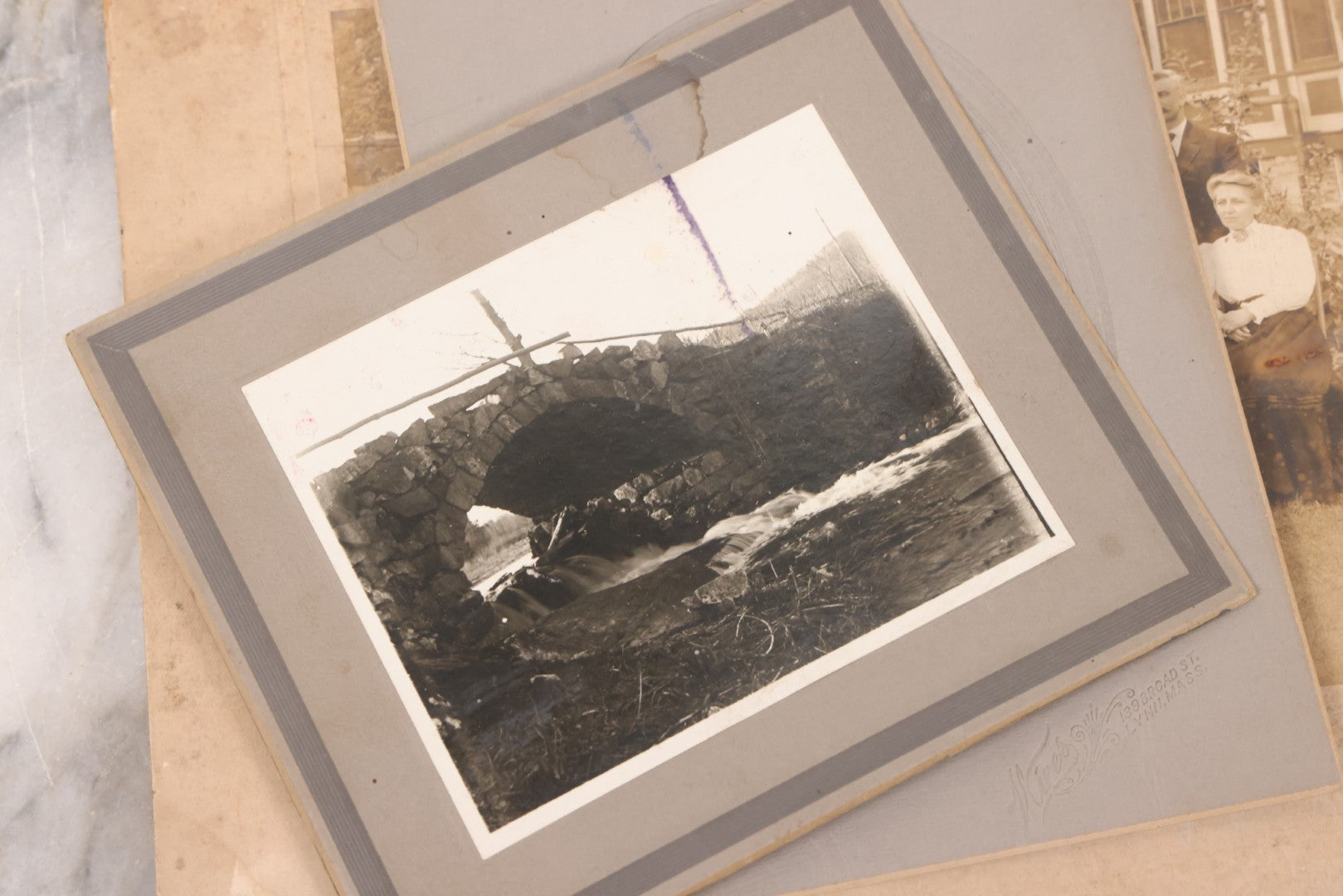 Lot 141 - Grouping Of Eleven Antique Boarded And Other Photographs Of Various Subjects Including School Classes, Man On Porch, Portraits, Bridge, And Others