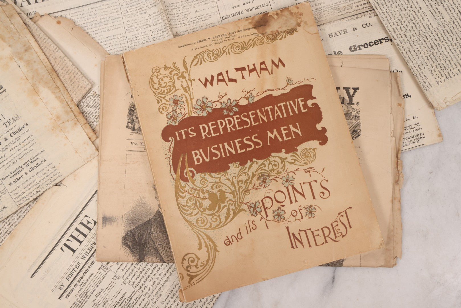 Lot 143 - Grouping Of Seven Antique Commerce Related Ephemera Pieces Including 1860s Era Journals Of Commerce, Kansas City, Waltham Massachusetts Businessmen Directory, And Other Items