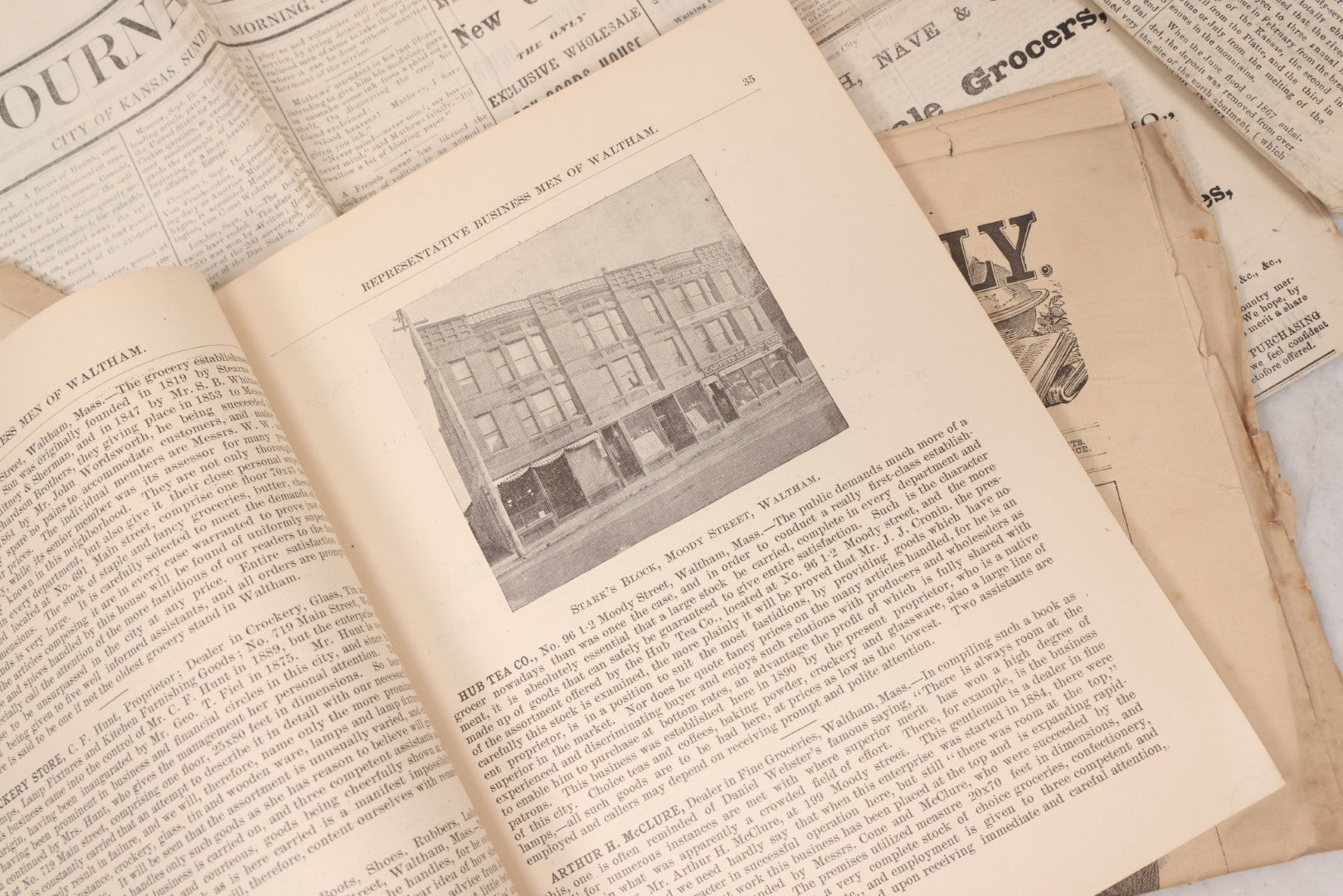Lot 143 - Grouping Of Seven Antique Commerce Related Ephemera Pieces Including 1860s Era Journals Of Commerce, Kansas City, Waltham Massachusetts Businessmen Directory, And Other Items