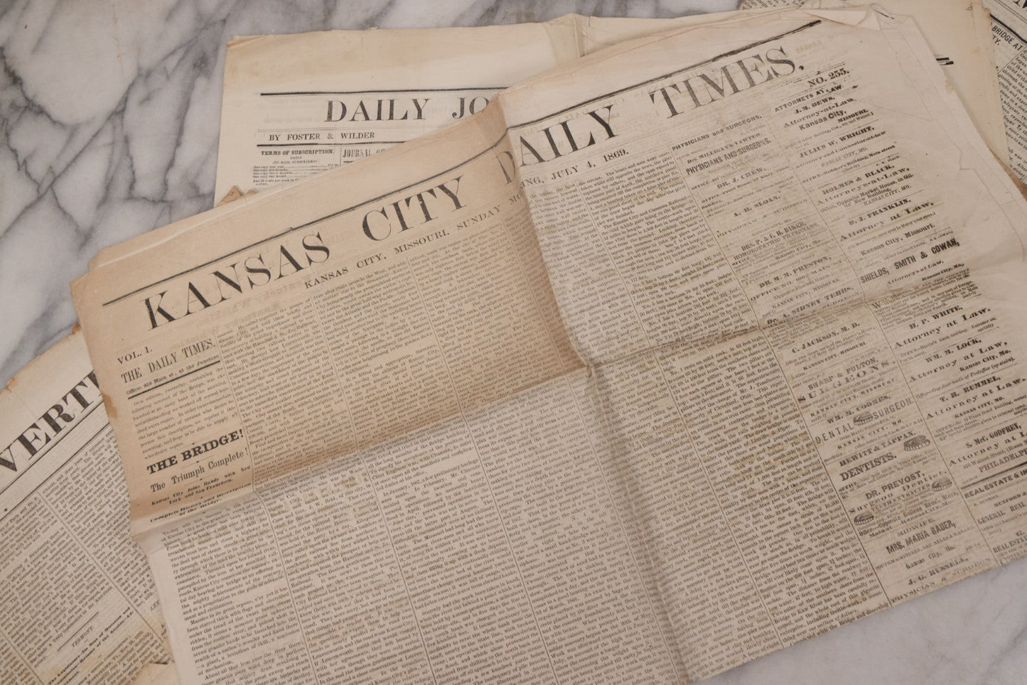 Lot 143 - Grouping Of Seven Antique Commerce Related Ephemera Pieces Including 1860s Era Journals Of Commerce, Kansas City, Waltham Massachusetts Businessmen Directory, And Other Items