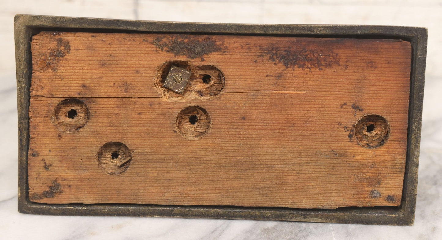 Lot 002 - Antique Bronze Desk Spaniel Dog Statue, Reclined And Alert, With Verdigris Patina And Original Wood Base, Exposed Screw Behind Dog For Unknown Attachment