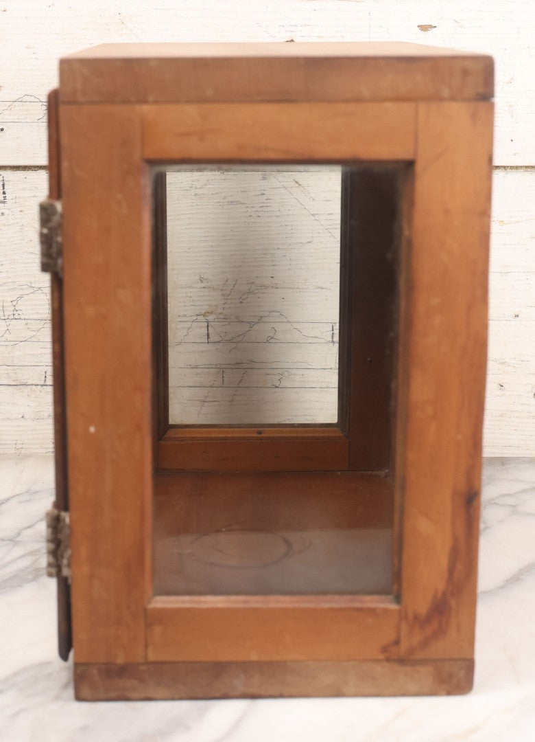 Lot 007 - Antique Wooden Antiseptic Sterilizer Cabinet With Glass Front Door And Reverse Painted Lettering, Red Star Logo, Glass Sides