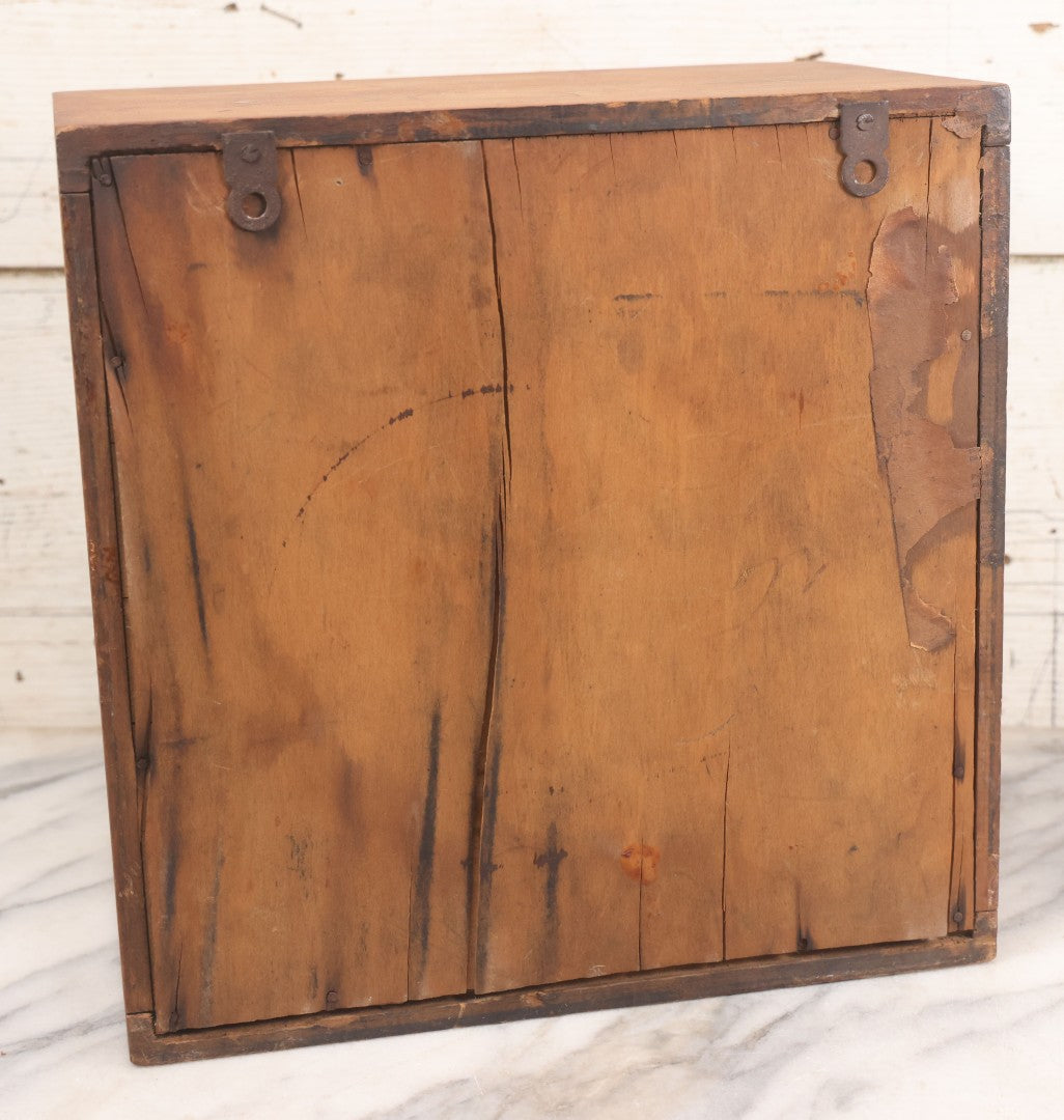 Lot 007 - Antique Wooden Antiseptic Sterilizer Cabinet With Glass Front Door And Reverse Painted Lettering, Red Star Logo, Glass Sides