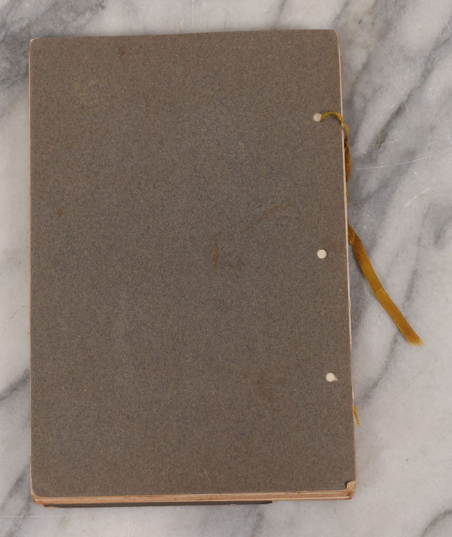 Lot 008 - Antique Scrapbook Of "Maynard Douglass, Fourth Quarter, 1901" With Thread Pinstriping, Sewn Line Illustrations, Pasted Bookplates And Verses, Labeled "Trinitarian Congregational Sunday School, Primary Department, Castine, Maine"