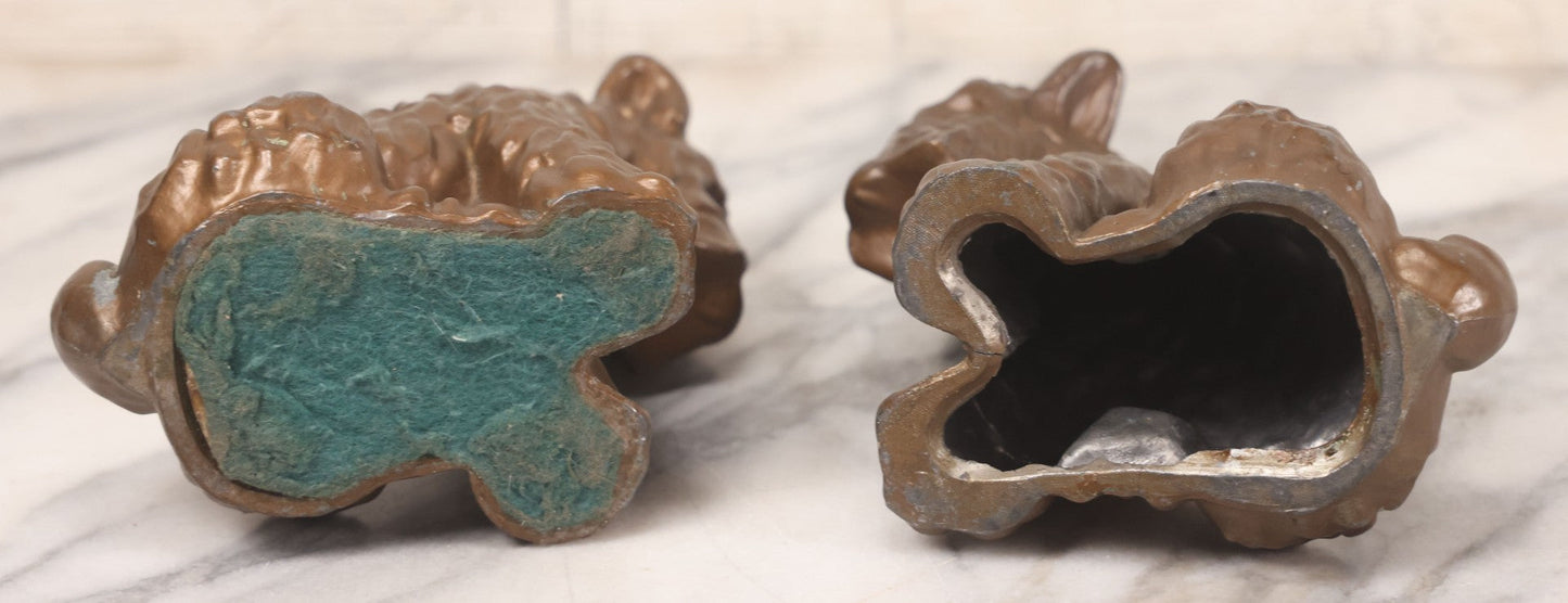 Lot 020 - Pair Of Vintage Cast Metal Scottie Dog Bookends, Hollow Casting With Applied Patina Coating