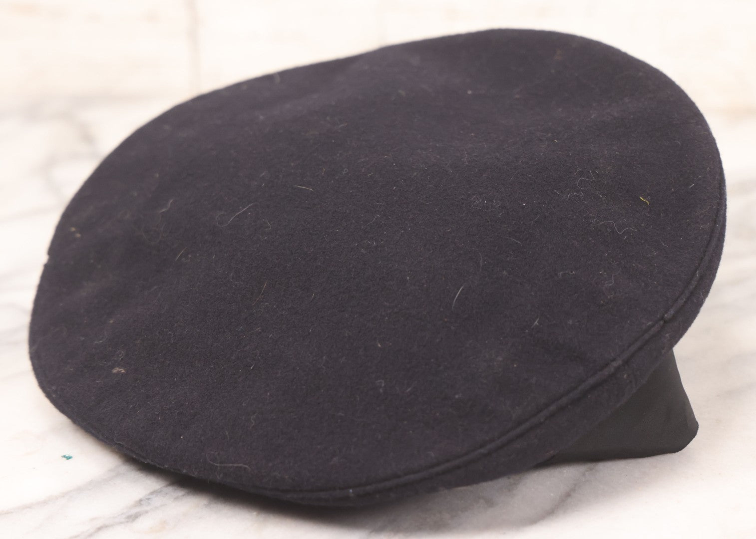 Lot 023 - Antique Black Felt United States Navy Sailors Cap Hat With Embroidered Band, Internal Pocket With Star, Size 7-1/8