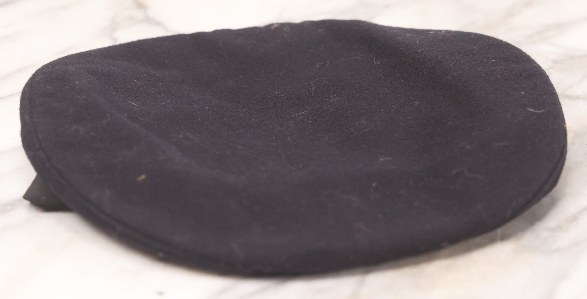 Lot 023 - Antique Black Felt United States Navy Sailors Cap Hat With Embroidered Band, Internal Pocket With Star, Size 7-1/8