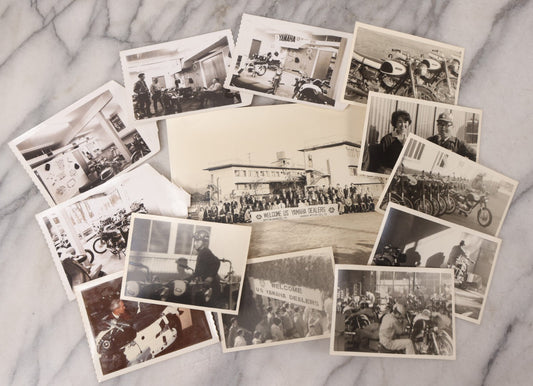 Lot 031 - Vintage Yamaha Motorcycle Photography Grouping Including Group Photographs Of U.S. Yamaha Dealers Visiting Japan, 18 Snapshots Of Motorcycle Riders, Techs, And Scenes In Japan, And Five Snapshots Of U.S. Yamaha Motorcycle Dealerships