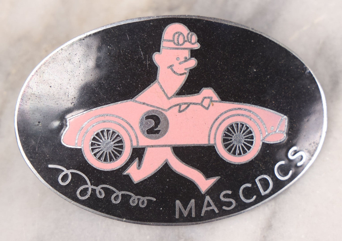 Lot 034 - Grouping Of Three Vintage Automobile Badges Including Nederland Lion Crest, Triumph Sports Owners Association, And M.A.S.C.D.C.S. Car Club
