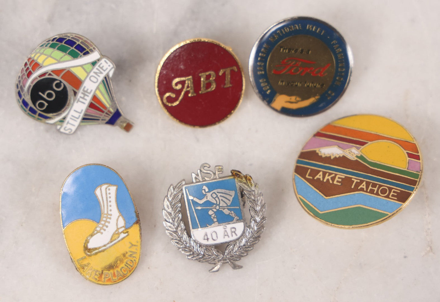 Lot 037 - Grouping Of 85+ Vintage And Modern Pins Including Winter Sports, Skiing, Figure Skating, Racing, Golf, Aviation, And Broadcasting, With Examples From A.B.C., N.B.C., And Several In Sterling Silver