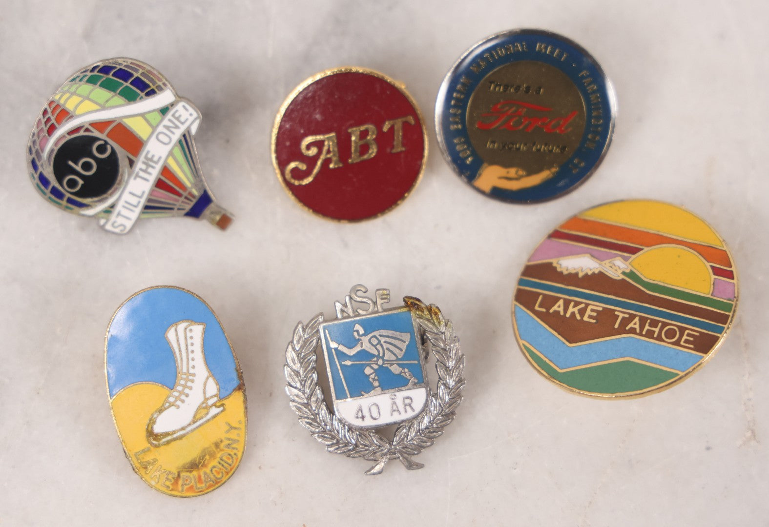 Lot 037 - Grouping Of 85+ Vintage And Modern Pins Including Winter Sports, Skiing, Figure Skating, Racing, Golf, Aviation, And Broadcasting, With Examples From A.B.C., N.B.C., And Several In Sterling Silver