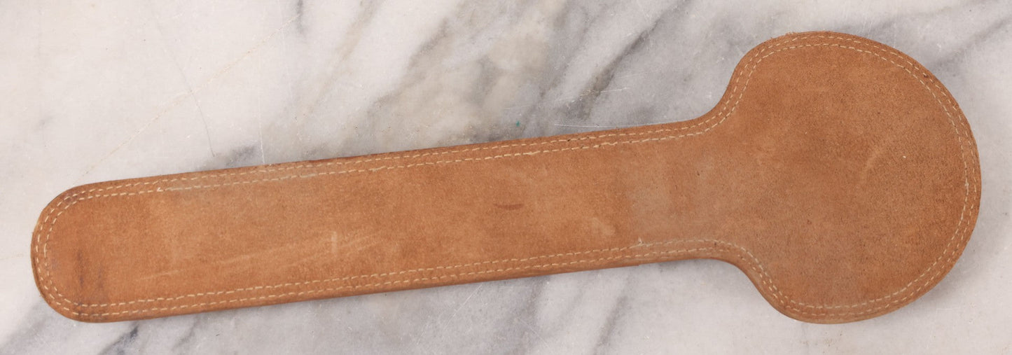 Lot 039 - Pair Of Vintage German Stainless Steel Letter Openers With Eastern-Influenced Enameled Geometric Design In Monogrammed Leather Sheath