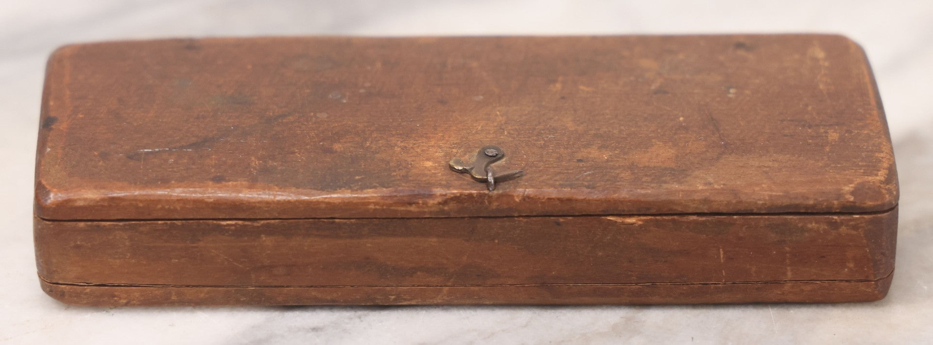 Lot 042 - Antique Travel Balancing Hand Scale In Original Hand Carved Wooden Box, Missing Weights, Handwriting Inside Lid